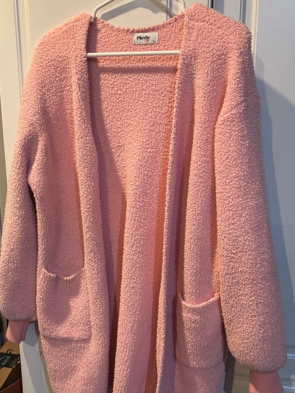 Pink Cozy Open-Front Cardigan